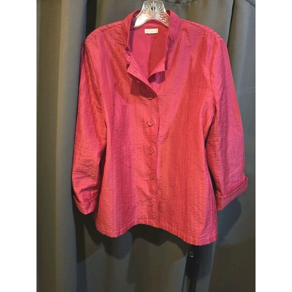 Chicos Pink Lined Detailed Jacket Blazer Buttons & Mandarin Collar, 3.5 / L - Picture 3 of 10